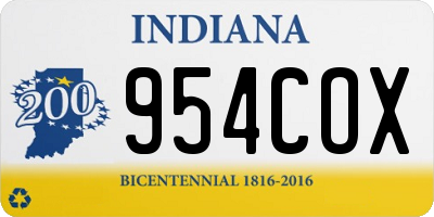 IN license plate 954COX