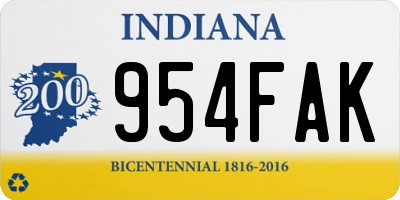IN license plate 954FAK