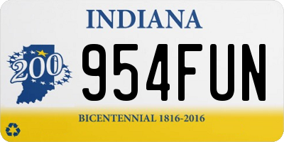 IN license plate 954FUN