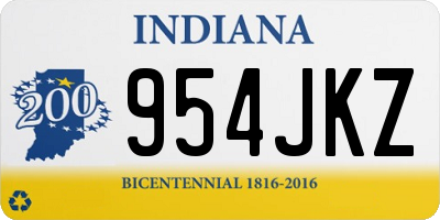 IN license plate 954JKZ