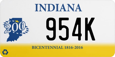 IN license plate 954K