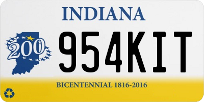 IN license plate 954KIT
