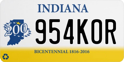 IN license plate 954KOR