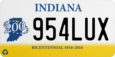 IN license plate 954LUX