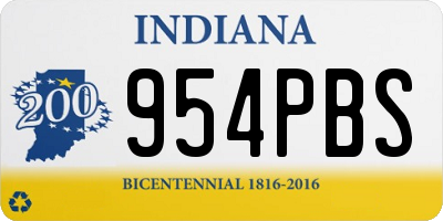 IN license plate 954PBS