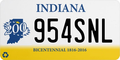 IN license plate 954SNL