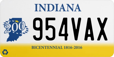 IN license plate 954VAX