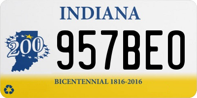 IN license plate 957BEO