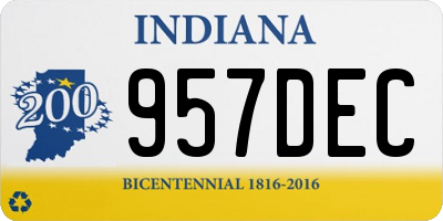 IN license plate 957DEC