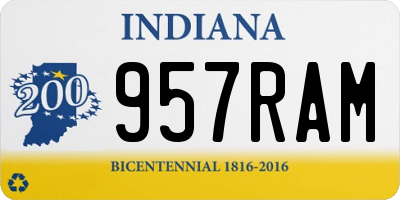 IN license plate 957RAM