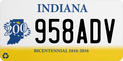 IN license plate 958ADV