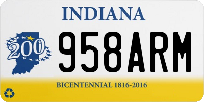 IN license plate 958ARM