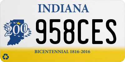 IN license plate 958CES