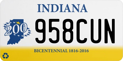 IN license plate 958CUN