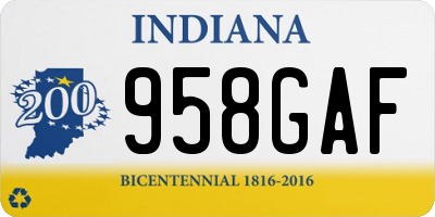 IN license plate 958GAF