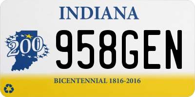 IN license plate 958GEN