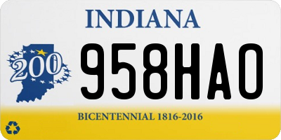 IN license plate 958HAO