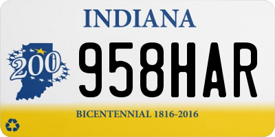 IN license plate 958HAR