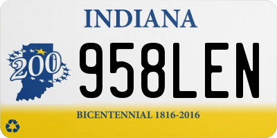 IN license plate 958LEN