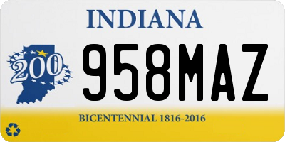 IN license plate 958MAZ