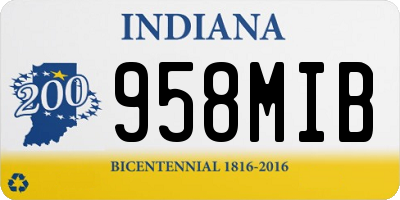 IN license plate 958MIB