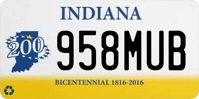 IN license plate 958MUB