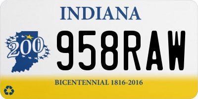 IN license plate 958RAW