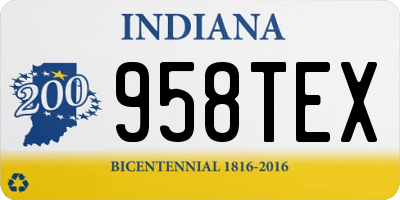 IN license plate 958TEX