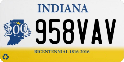 IN license plate 958VAV