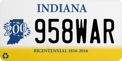 IN license plate 958WAR