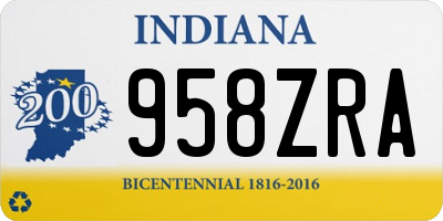 IN license plate 958ZRA