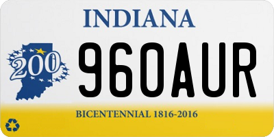 IN license plate 960AUR