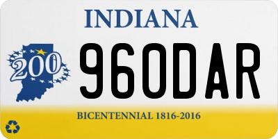 IN license plate 960DAR