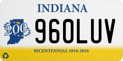 IN license plate 960LUV