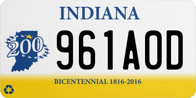 IN license plate 961A0D