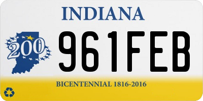 IN license plate 961FEB