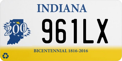 IN license plate 961LX
