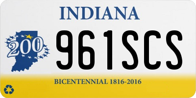 IN license plate 961SCS
