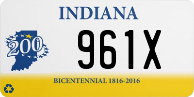 IN license plate 961X