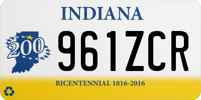 IN license plate 961ZCR