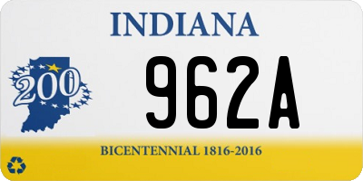 IN license plate 962A