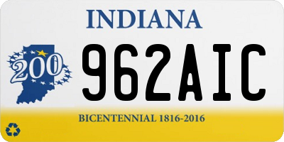 IN license plate 962AIC