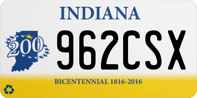 IN license plate 962CSX