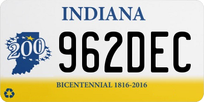 IN license plate 962DEC