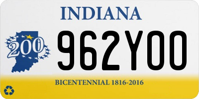 IN license plate 962YOO