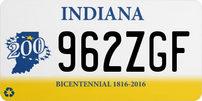 IN license plate 962ZGF