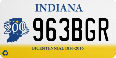 IN license plate 963BGR