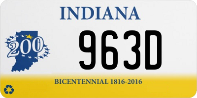 IN license plate 963D