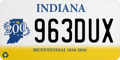 IN license plate 963DUX