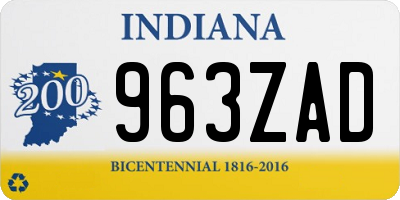 IN license plate 963ZAD